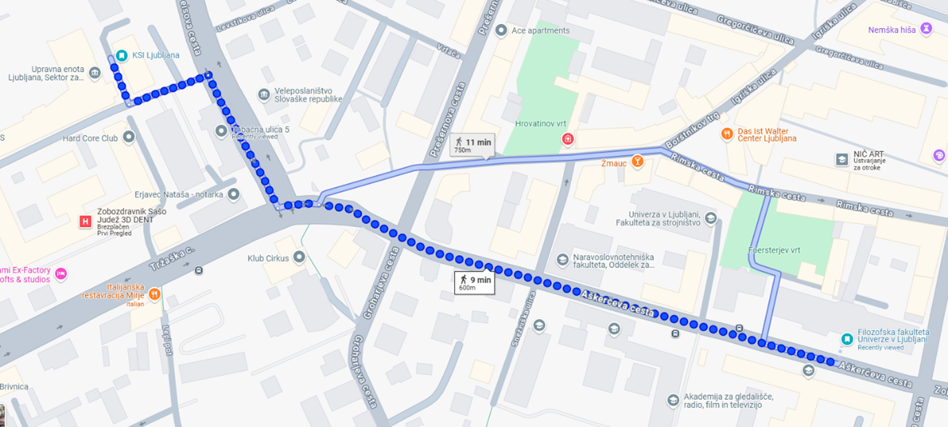 Lokacija inštituta - google maps