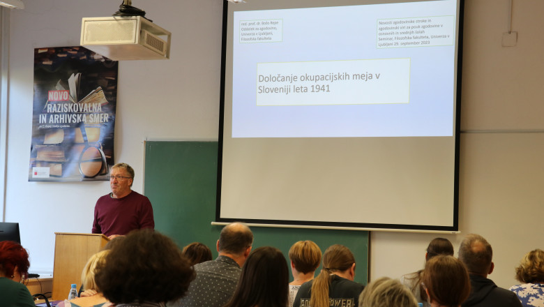 Predavanje Določanje okupacijskih meja v Sloveniji leta 1941 – prof. dr. Božo Repe, foto: Polona Meglič   