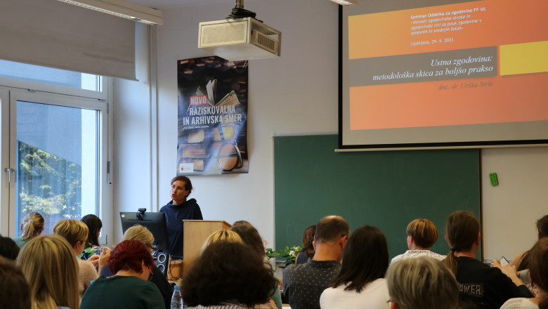 Predavanje Ustna zgodovina: metodološka skica za boljšo prakso – doc. dr. Urška Strle, foto: Polona Meglič