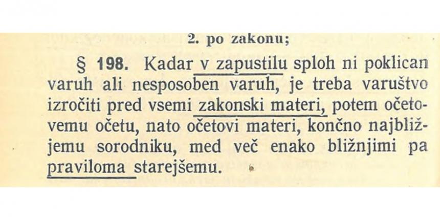 Člen iz Občega državljanskega zakonika, ki je določal skrbništvo otrok pokojnega očeta.